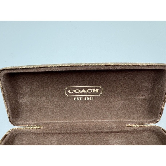 Coach Clamshell Eye Glass Case Tan Brown Hard Side Sun Glasses - Picture 5 of 5